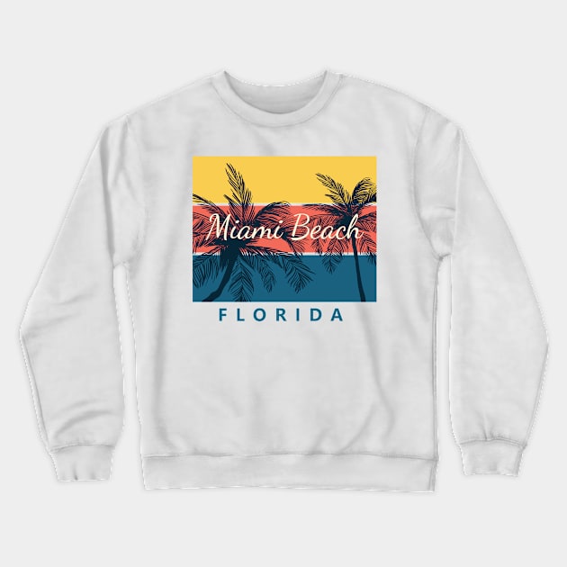 Miami Beach Florida Crewneck Sweatshirt by Zet Art